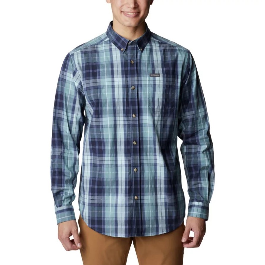 Columbia Rapid Rivers Ii Langarmshirt Für Herren Frühling Blau Multi Kariert