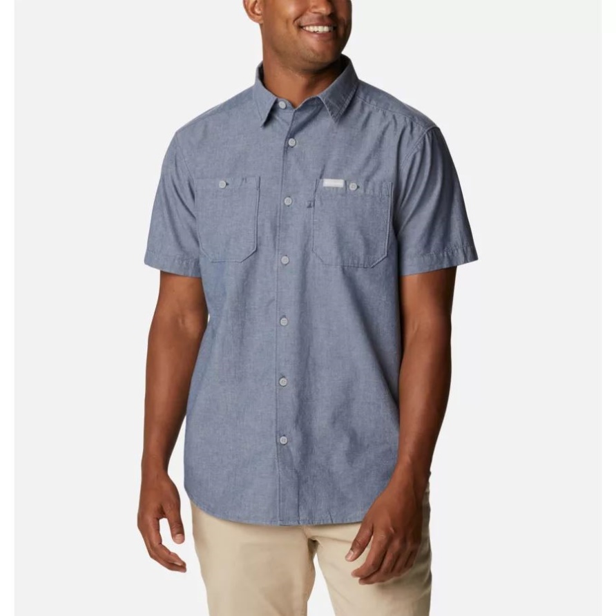 Columbia Herren Scenic Ridge Casual Kurzarmhemd Dark Mountain Chambray