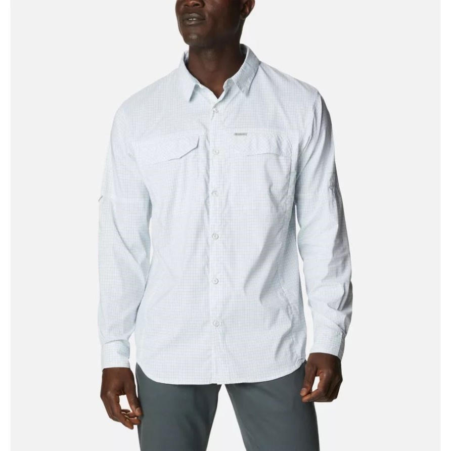 Columbia Herren Silver Ridge Lite Plaid Langarmhemd Weiß Quiet Grid