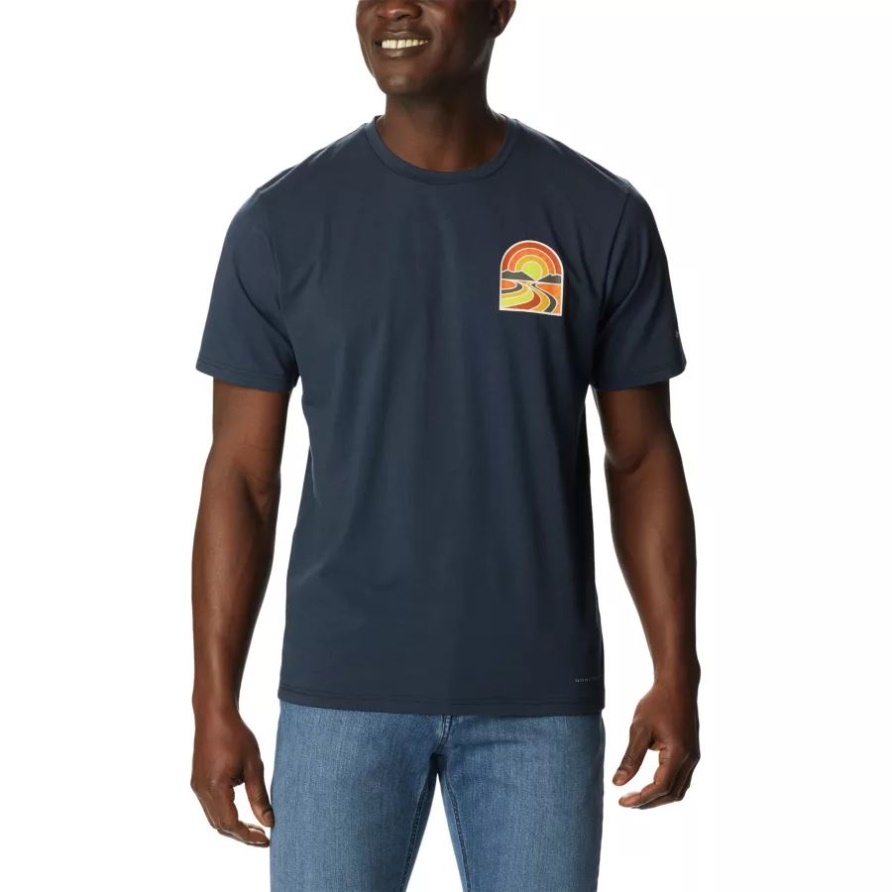 Columbia Sun Trek Technical T-Shirt Für Herren Collegiate Navy/Suntrek Trails Chest