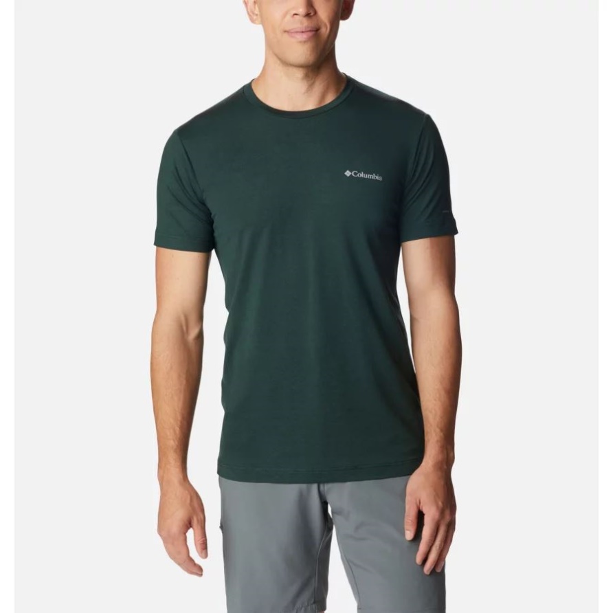 Columbia Tech Trail Technisches T-shirt Mit Rundhalsausschnitt Für Herren Fichte Meliert