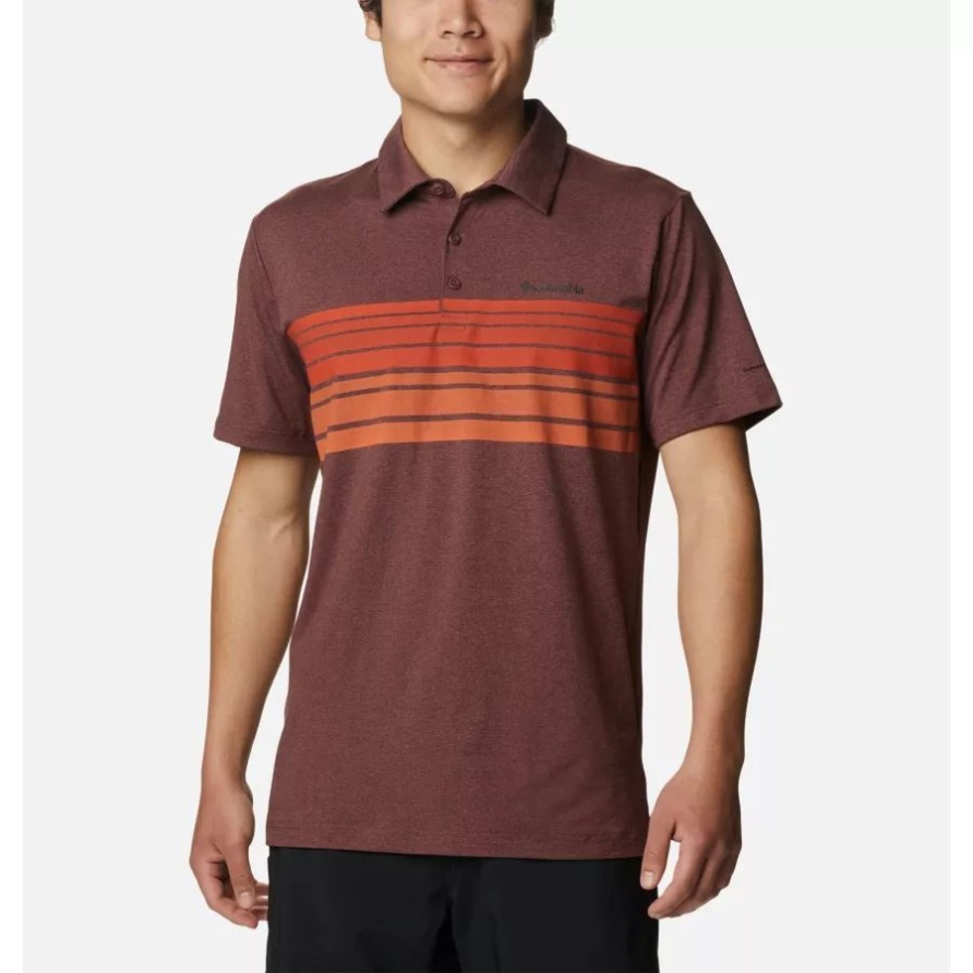 Columbia Herren Tech Trail Neuheit Polo Light Raisin Heather Stripe