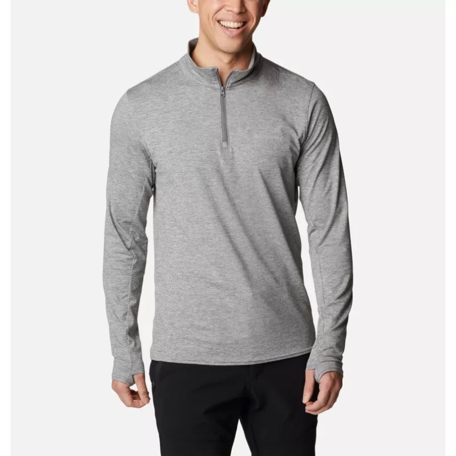 Columbia Herren Tech Trail Viertel Reißverschluss Pullover Shirt City Grau Meliert