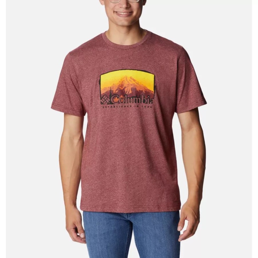 Kolumbien-Männer Thistletown Hills Grafisches T-Shirt Roter Jaspis-Heide/nebeliger Hafen