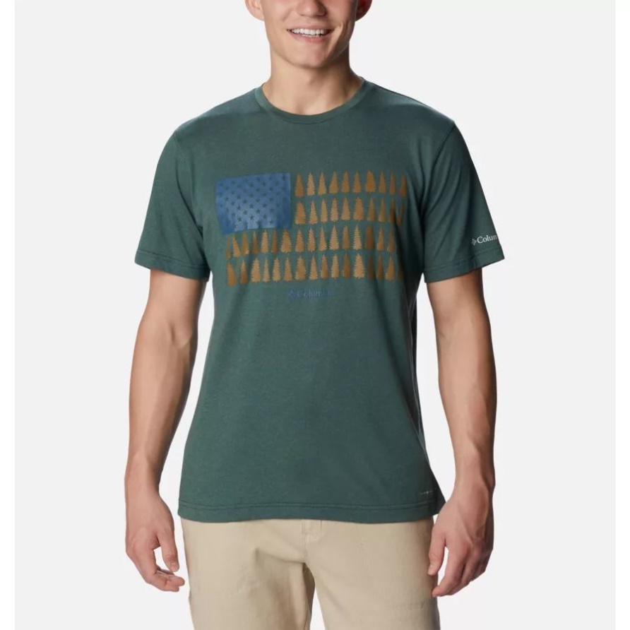 Columbia Herren Thistletown Hills Grafik-T-Shirt Fichtenheide/baumgestreifte Flagge