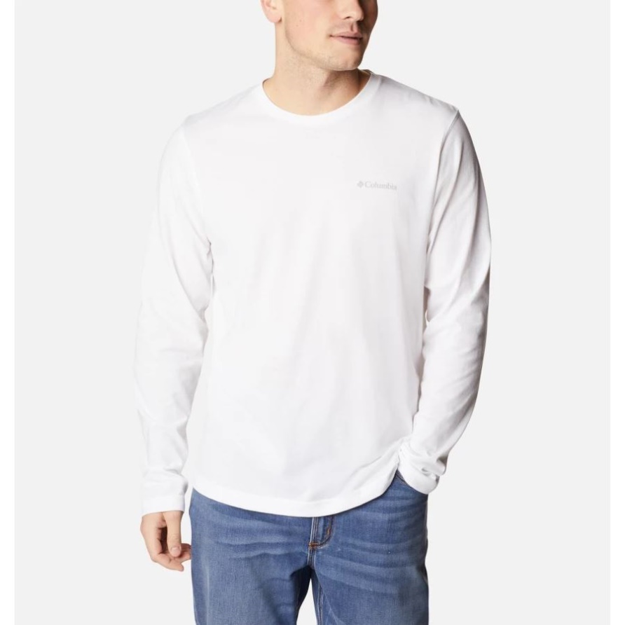 Columbia Thistletown Hills Langärmliges Rundes Shirt Für Herren Weiß