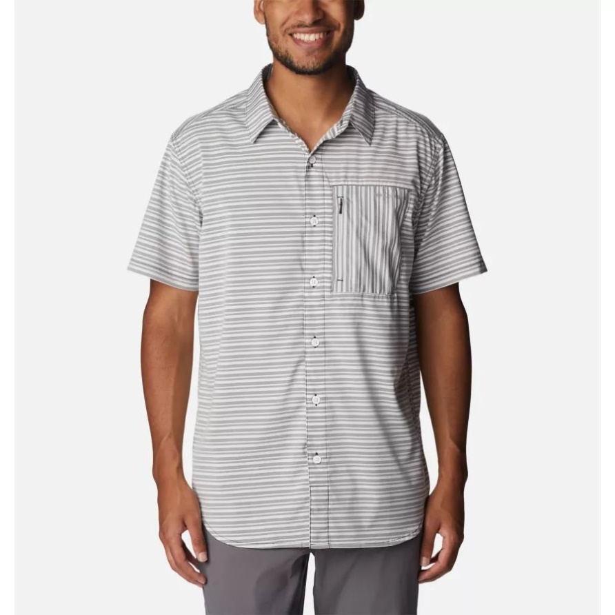 Columbia Herren Twisted Creek III Kurzarmhemd Schwarz Basic Stripe