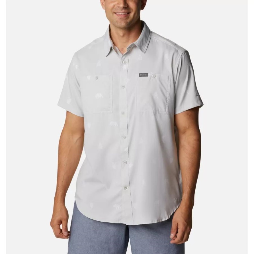Columbia Kurzarmshirt Aus Gewebtem Stoff Mit Bedrucktem Nimbus Grau Camp Social Für Herren