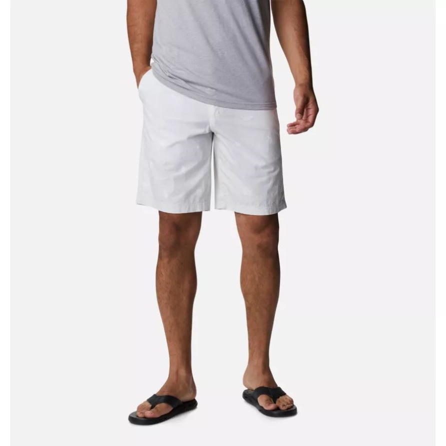 Columbia Ausgewaschene Lässig Bedruckte Shorts Für Herren In Nimbus Grau Camp Social Print