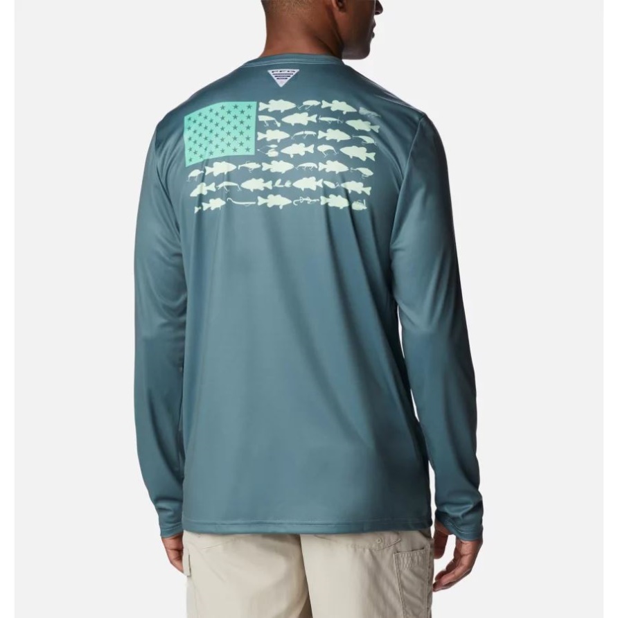 Columbia Metal/key West Bass Lockt Langärmliges Pfg-terminal-tackle-fischflaggenhemd Für Herren Groß