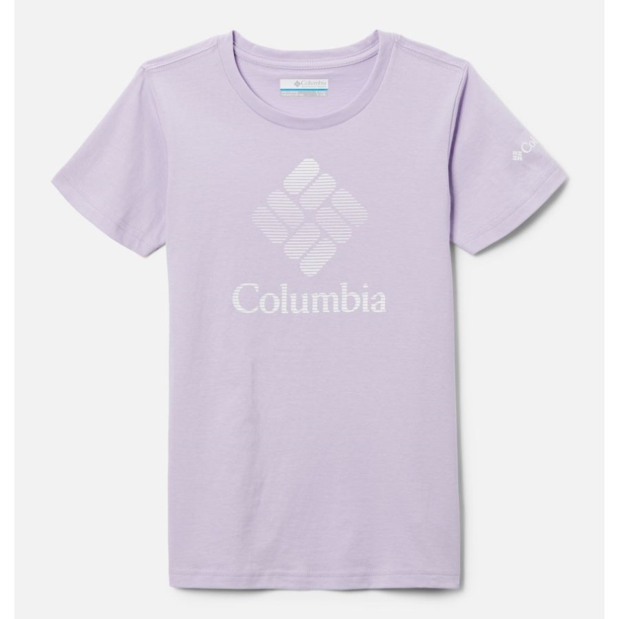 Columbia Morning Mist/csc Kurzarm-Grafik-T-Shirt Für Mädchen Mit Gebänderter Grafik „Mission Lake“.