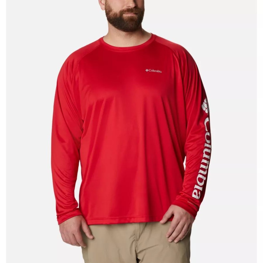 Columbia Mountain Red Herren Fork Stream Langarmshirt Groß