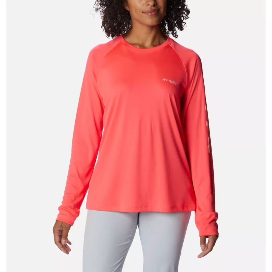 Columbia Neon Sonnenaufgang/tiki Rosa Logo Frauen Pfg Gezeiten Tee Ii Langarm Shirt