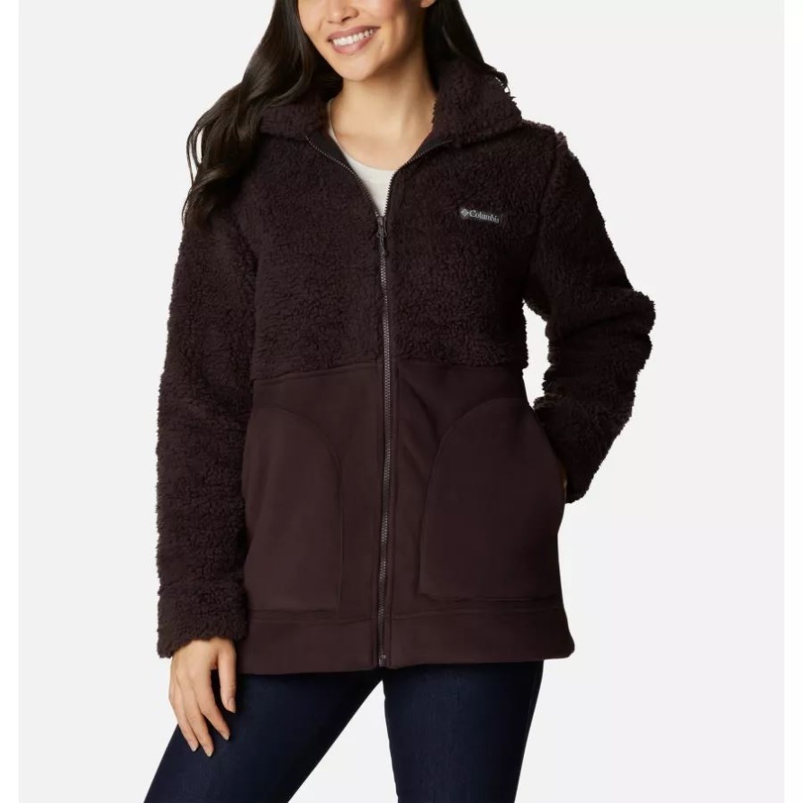 Columbia New Cinder Damen Winterpass Sherpa Lange Fleecejacke Mit Durchgehendem Reißverschluss