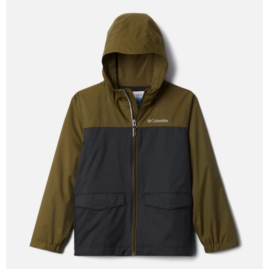 Columbia Neue Oliv/schwarze Regenjacke Für Jungen
