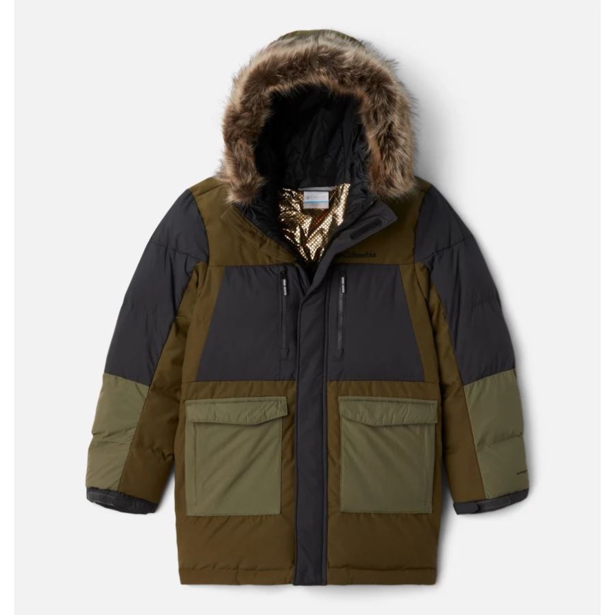 Columbia New Olive/Shark/Stone Green Marquam Peak Fusion Winterparka Für Jungen