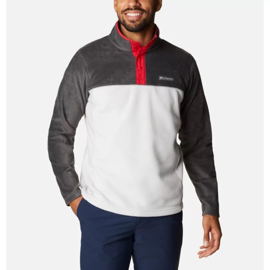Columbia Nimbus Grau/shark/mountainrot Steens Mountain Half Snap Fleecepullover Für Herren