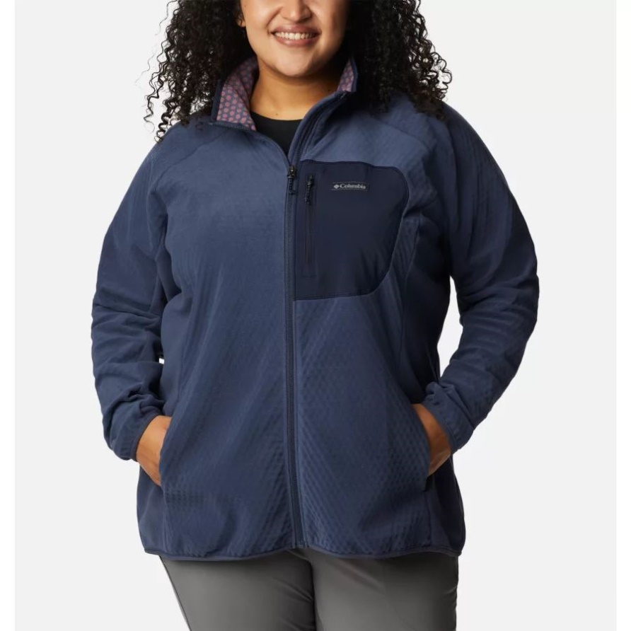 Columbia Nocturnal/dark Nocturnal Damen-outdoor-tracks Durchgehender Reißverschluss-fleecejacke Plus Größe