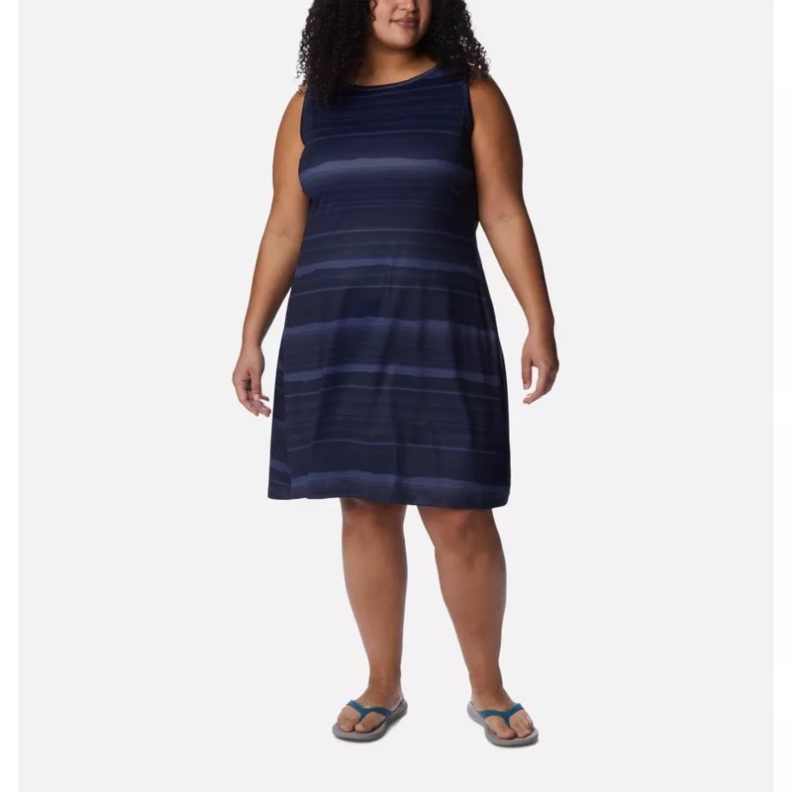 Columbia Nocturnal/horizons Gestreiftes Damenkleid Mit Chill River-druck Plus Größe