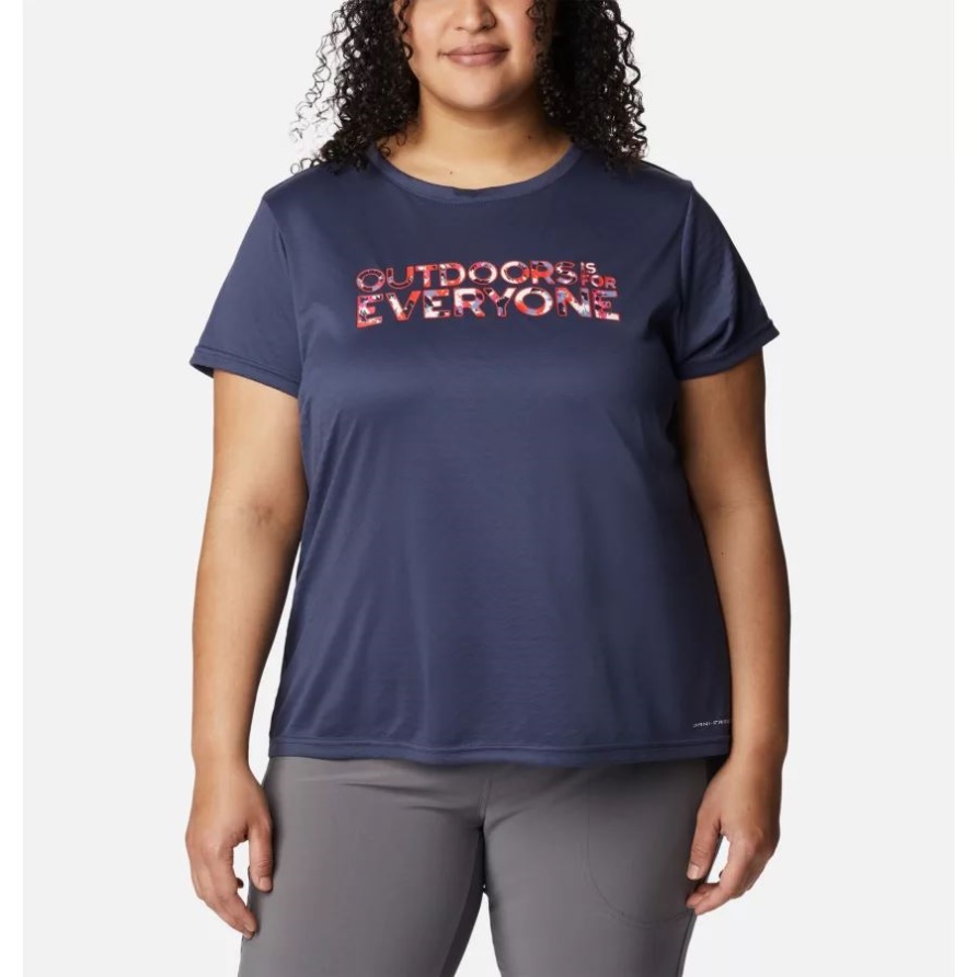 Columbia Nocturnal Outdoor Ist Für Alle Damen Cirro Ice Grafik Kurzarm Rundhalsshirt Plus Größe