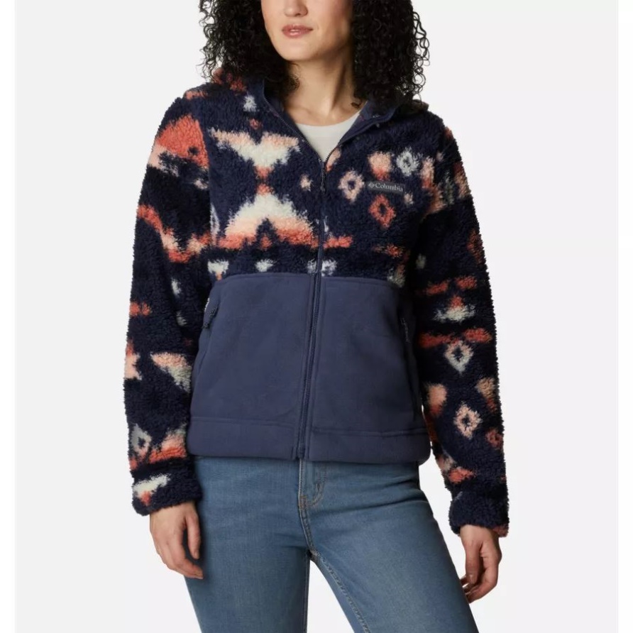 Columbia Nocturnal Rocky Mt Print/nocturnal Winterpass Sherpa-fleecejacke Mit Kapuze Für Damen