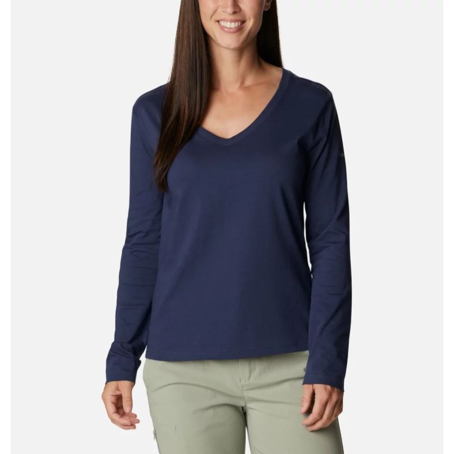 Columbia Nächtliches Saphirpunkt-Langarmshirt Für Frauen