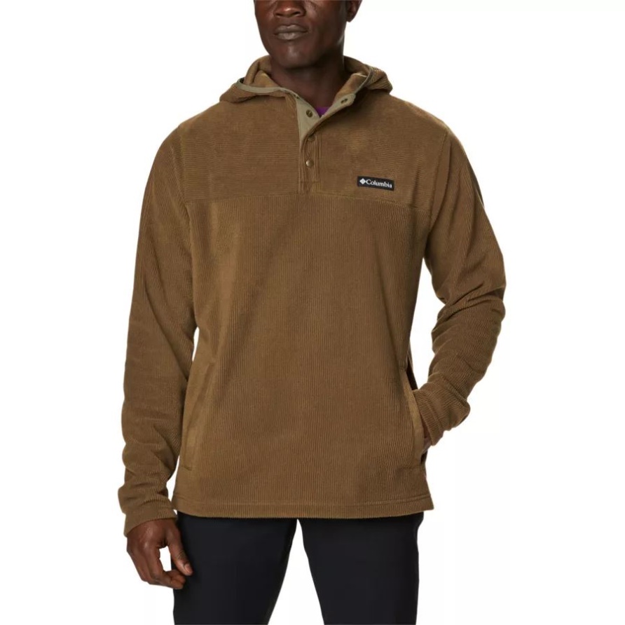 Columbia Olivgrüner Steens Mountain-Neuheits-Fleece-Hoodie Mit Halbem Druckknopfverschluss Für Herren