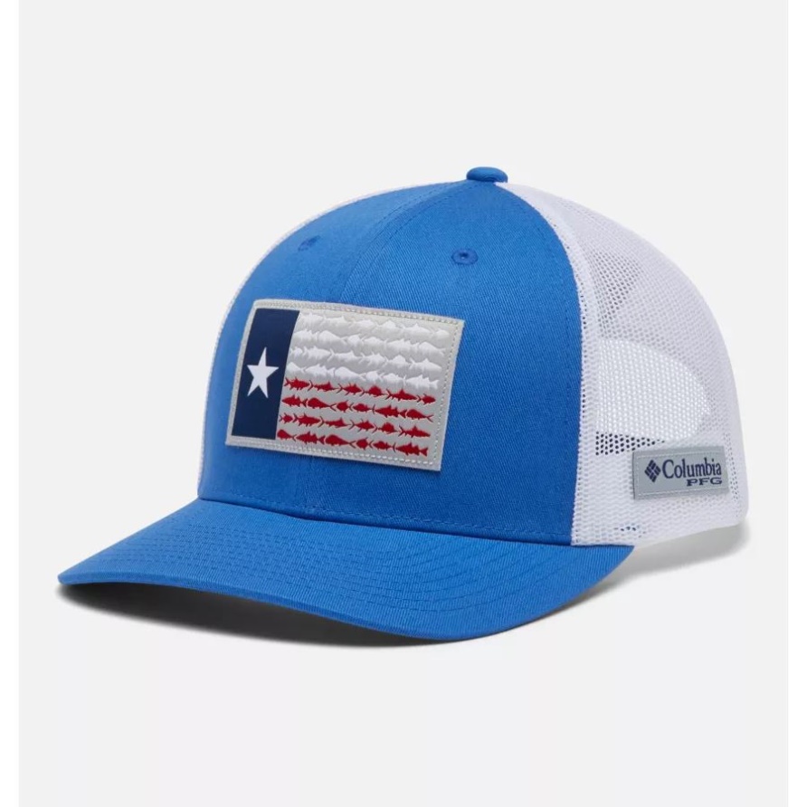 Columbia Pfg Fischflagge Mesh Snapback Hohe Krone Lebendiges Blau/texas Flagge