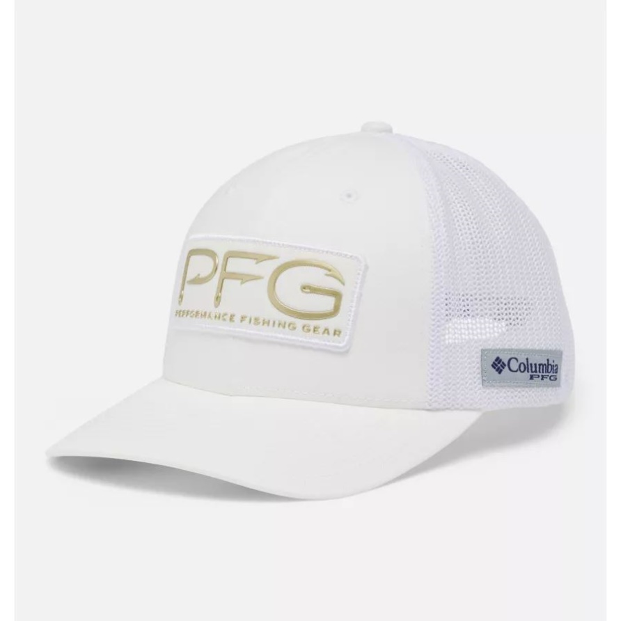 Columbia Pfg Hooks Mesh Ball Cap Mid Crown Weiß/gold