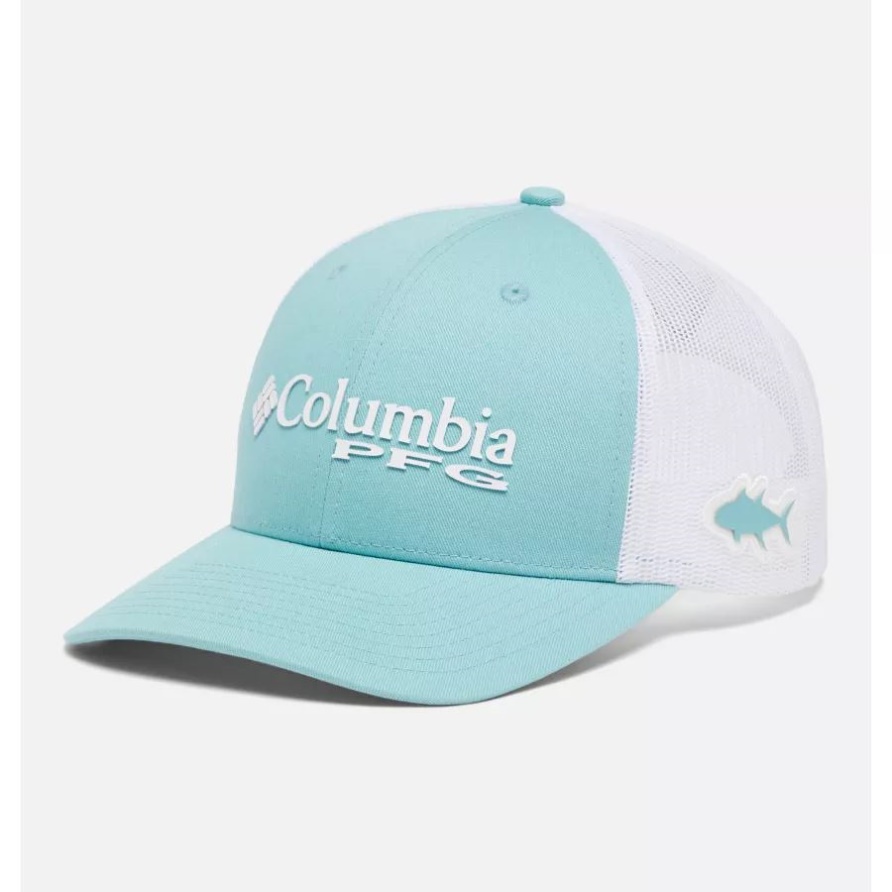 Columbia Pfg Logo Mesh Snapback Mid Crown Seewelle/weiß