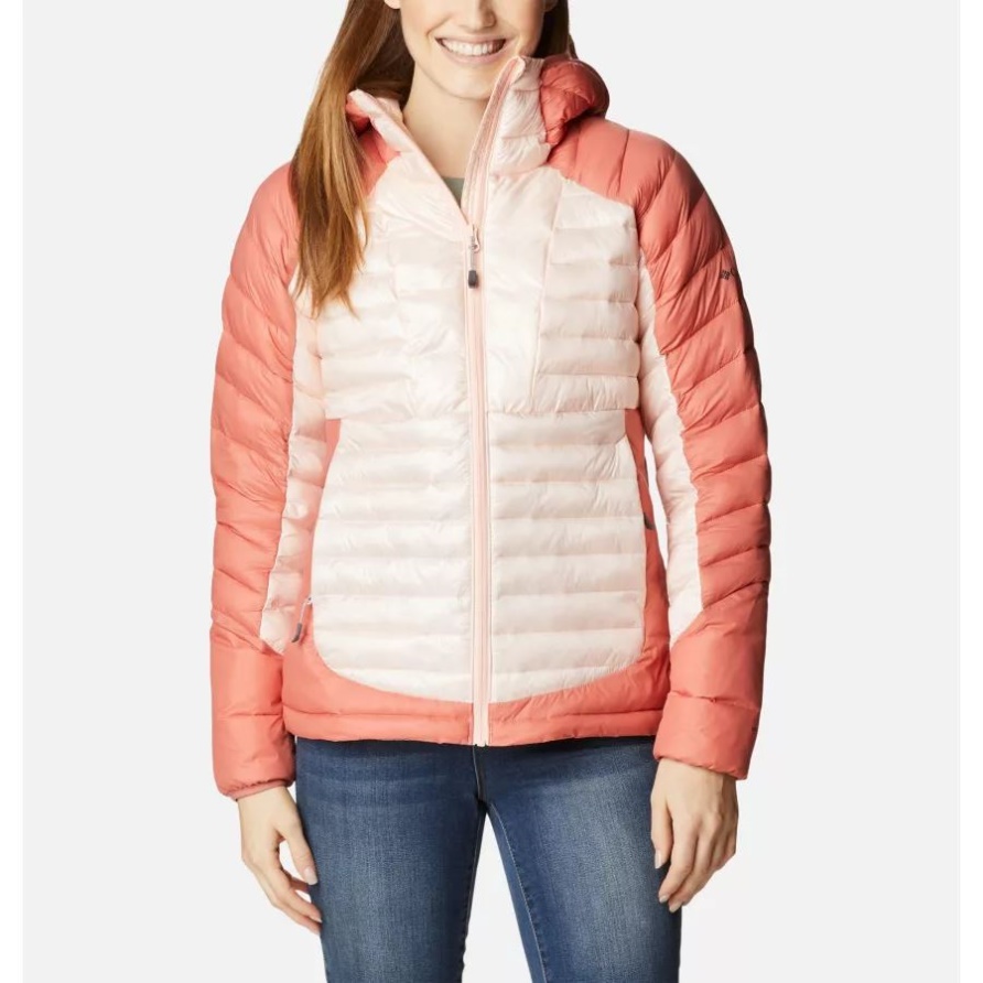 Columbia Pfirsichblüte/Dark Coral Damen-Kapuzenjacke Mit Labyrinthschlaufe Und Isolierung