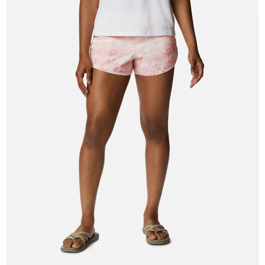 Columbia Pfirsichblüte/Distant Peaks Damen-Shorts Mit Bogata-Bay-Stretch-Print
