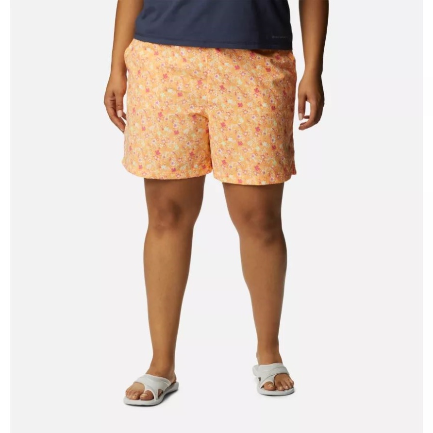 Columbia Peach/mini Hibiscus Sandy River Ii Bedruckte Shorts Für Damen Plus Größe