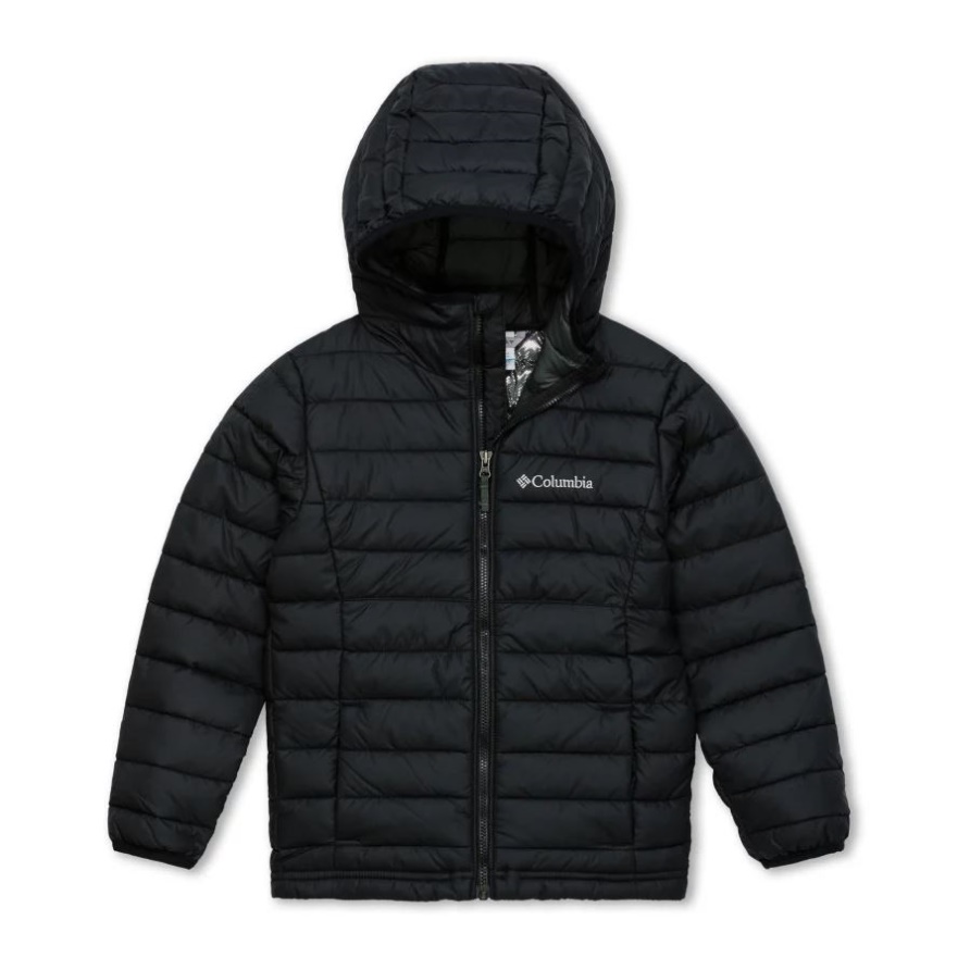 Columbia Powder Lite Jungen Kapuzen-Isolierjacke Schwarz