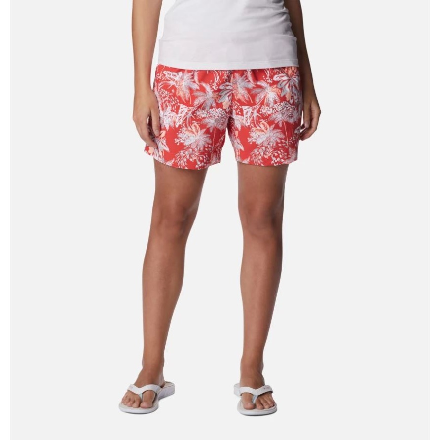 Columbia Red Hibiscus Festive Fishin' Pfg Super Backcast Wassershorts Für Damen