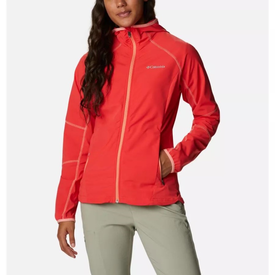 Columbia Red Hibiscus Damen Softshell Hoodie