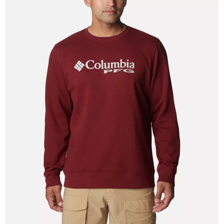 Columbia Roter Jaspis/cooles Graues Pfg-sweatshirt Mit Gestapeltem Logo Für Herren