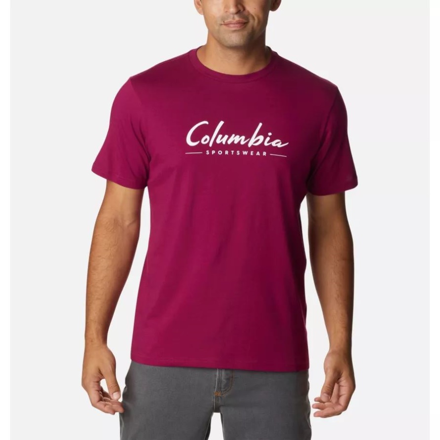 Columbia Rote Zwiebel/gebürstetes Csc-grafik Lässiges Bio-baumwoll-t-shirt Für Männer Mit Logo