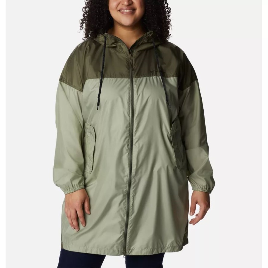 Columbia Safari/stone Green Flash Challenger Lange Windjacke Für Damen Plus Größe