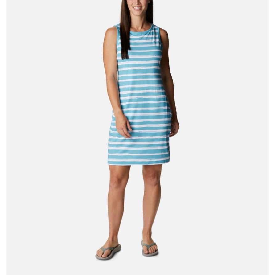 Columbia Sea Wave Brush Stripe Damenkleid Mit Chill River-druck