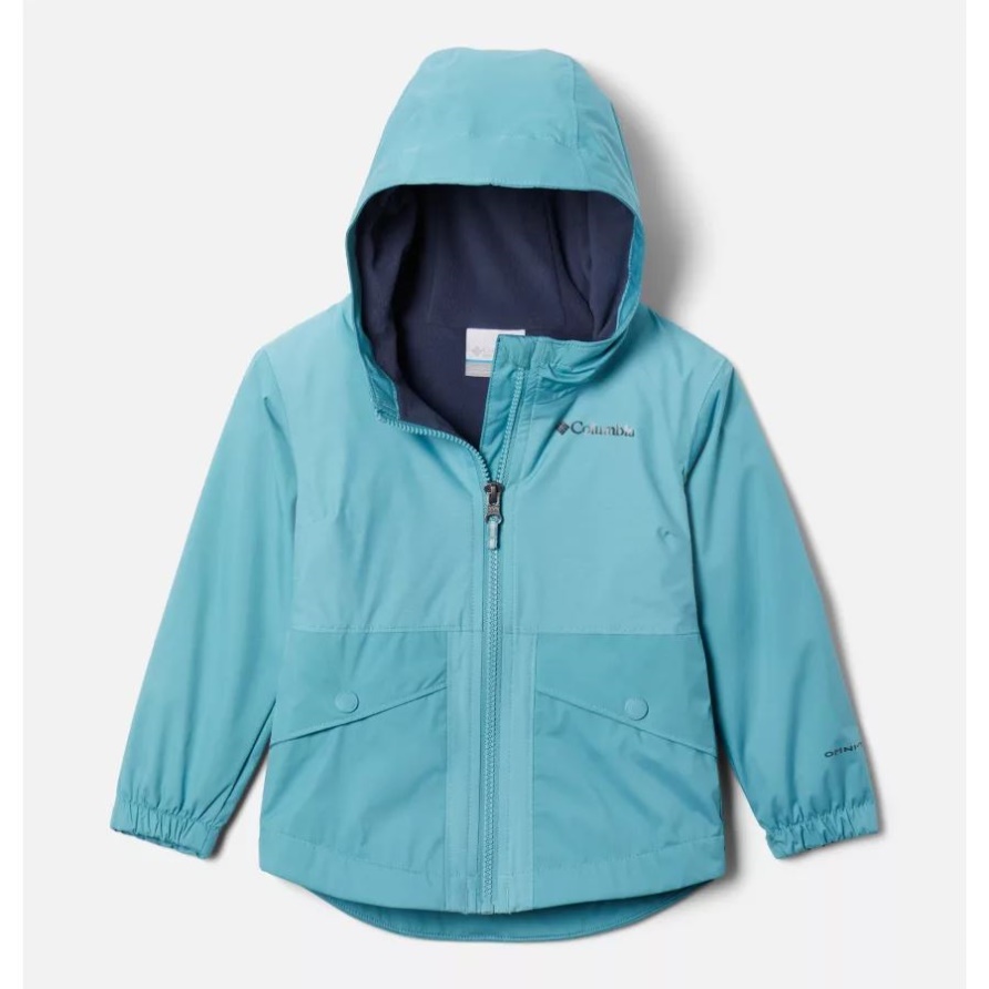 Columbia Sea Wave/Sea Wave Slub Fleece Gefütterte Regenwanderjacke Für Mädchen Für Kleinkinder
