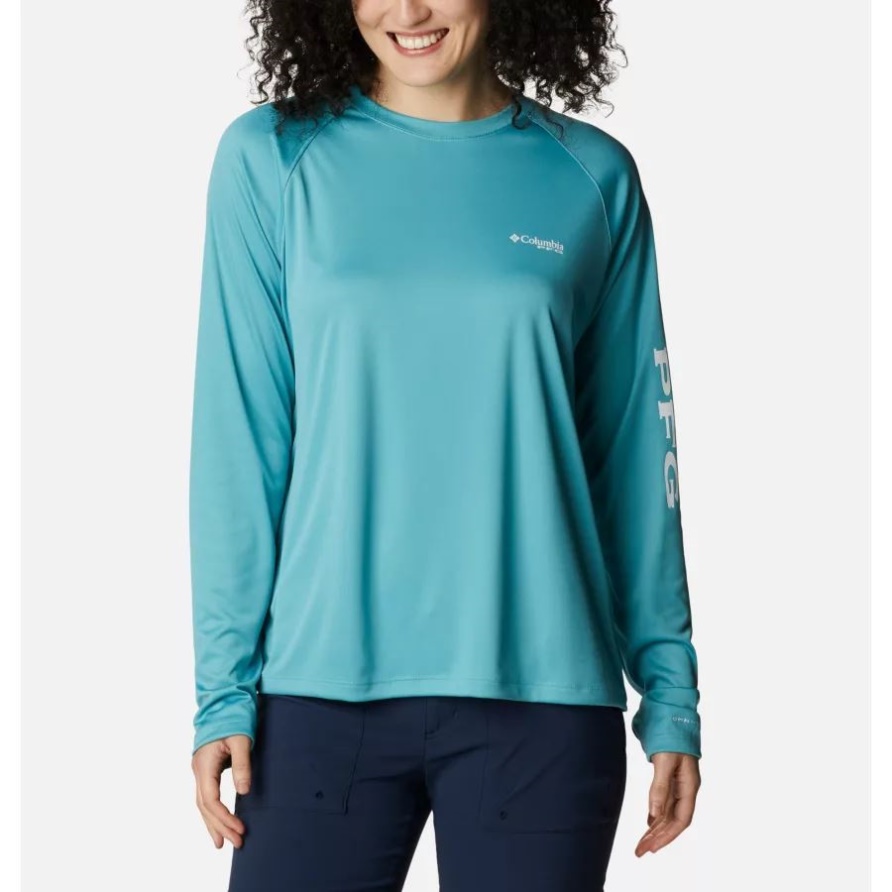 Pfg Gezeitent-stück Ii Langes Hülsenhemd Der Columbia-meereswelle/des Weißen Logofrauen