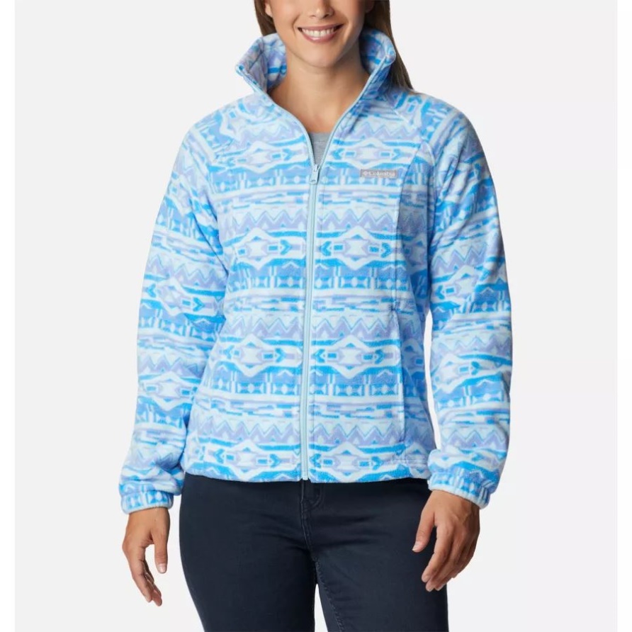 Columbia Serenity 80er Gestreifte Damen-benton Springs Bedruckte Fleecejacke Mit Durchgehendem Reißverschluss