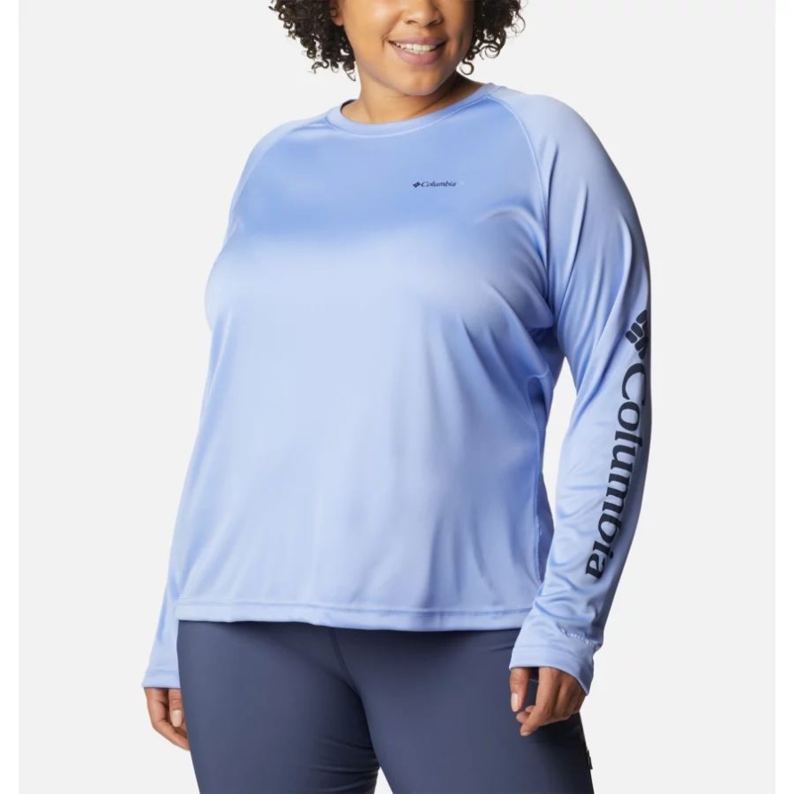Columbia Serenity/Dark Nocturnal Logo Damen Fork Stream Langarmshirt Plus Größe