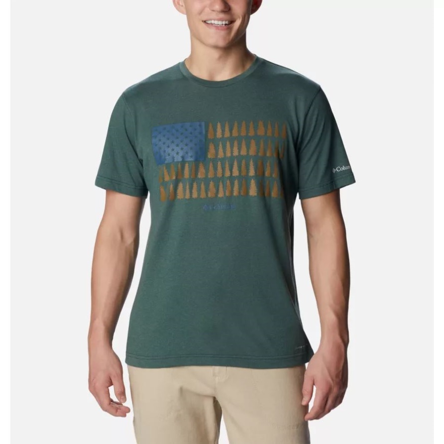 Kolumbien-Fichtenheide/treestriped Flaggenmänner Thistletown Hügel-Grafikt-shirt