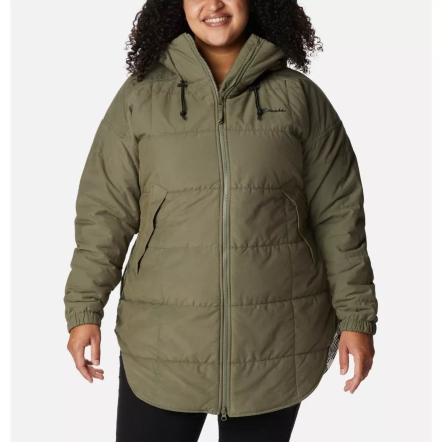 Columbia Steingrün/kreide Kariert Druck Frauen Chatfield Hill Neuheit Jacke Plus Größe