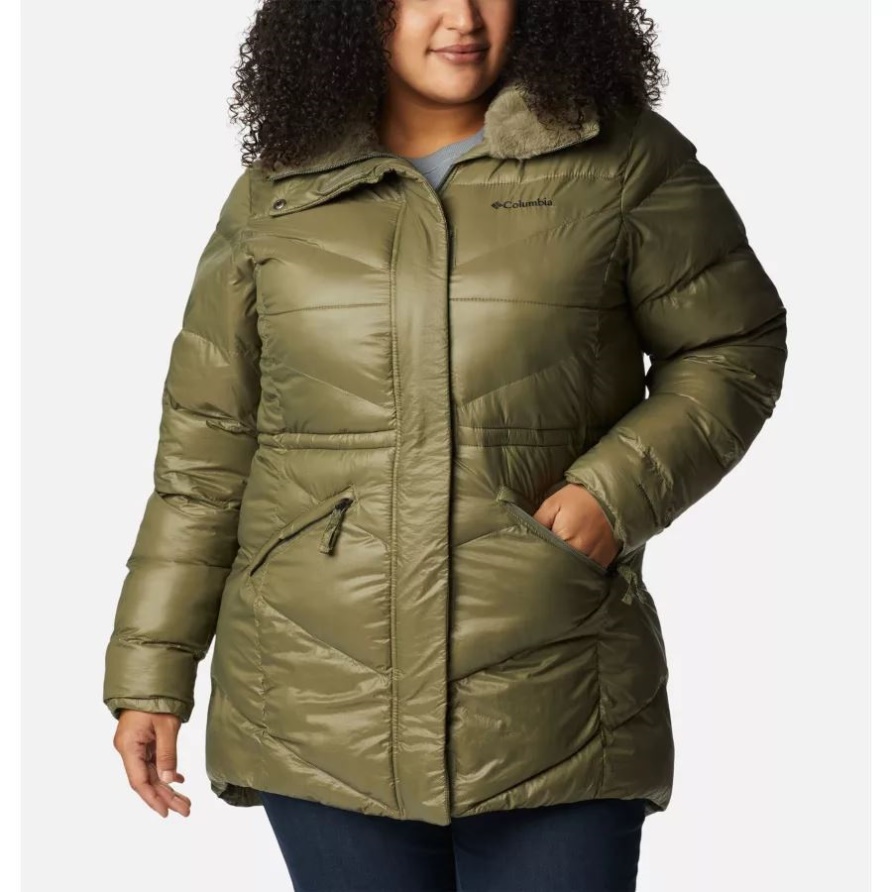 Columbia Steingrüne Gunmetal Damen-Peak-to-Park-Jacke Mit Mittlerer Isolierung In Übergröße