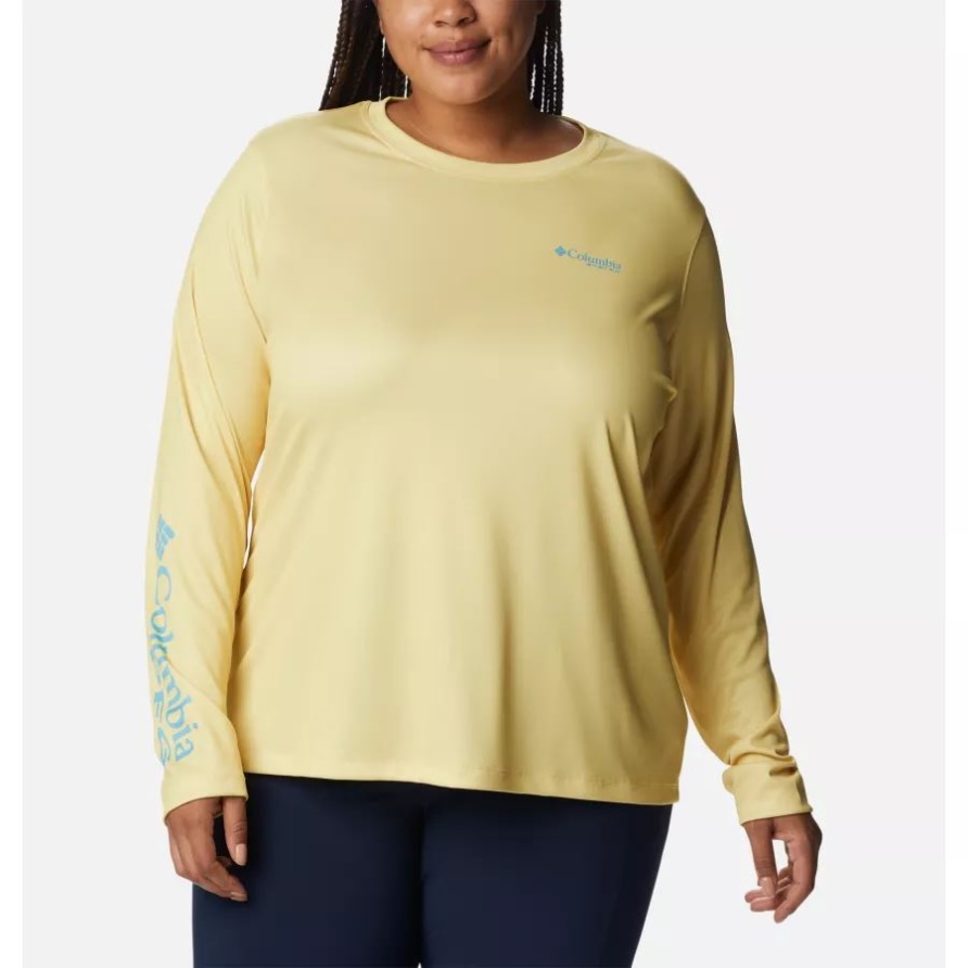 Columbia Sweet Corn/sea Wave Frauen Pfg Tidal Tee Island Time Langarmshirt Plus Größe