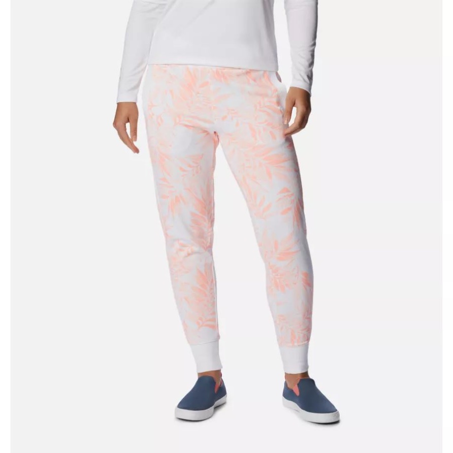 Columbia Tiki Pink/palmetto Print Pfg Slack Water French Terry Joggers Für Damen