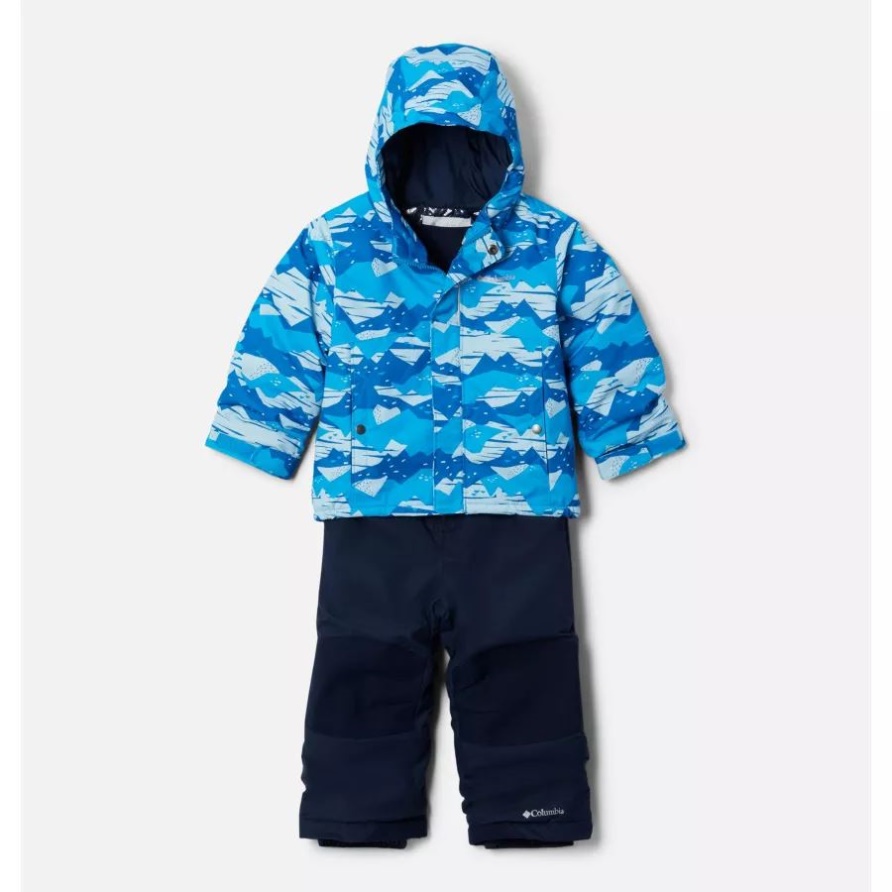 Columbia Kleinkind Buga Jacke & Lätzchen Kompass Blau Schrottlandschaft Tonal